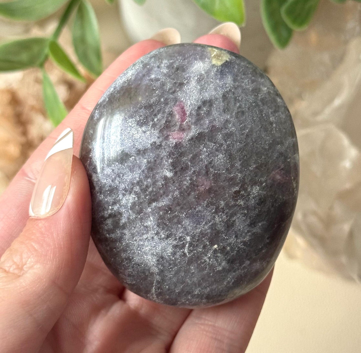 Beautiful Lepidolite Palm Stone from Madagascar | Lepidolite Worry Stone