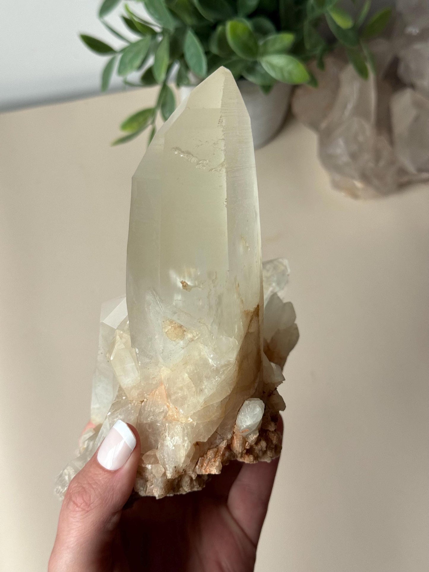 Beautiful Clear Quartz Cluster with Large Point | Raw Clear Quartz Points