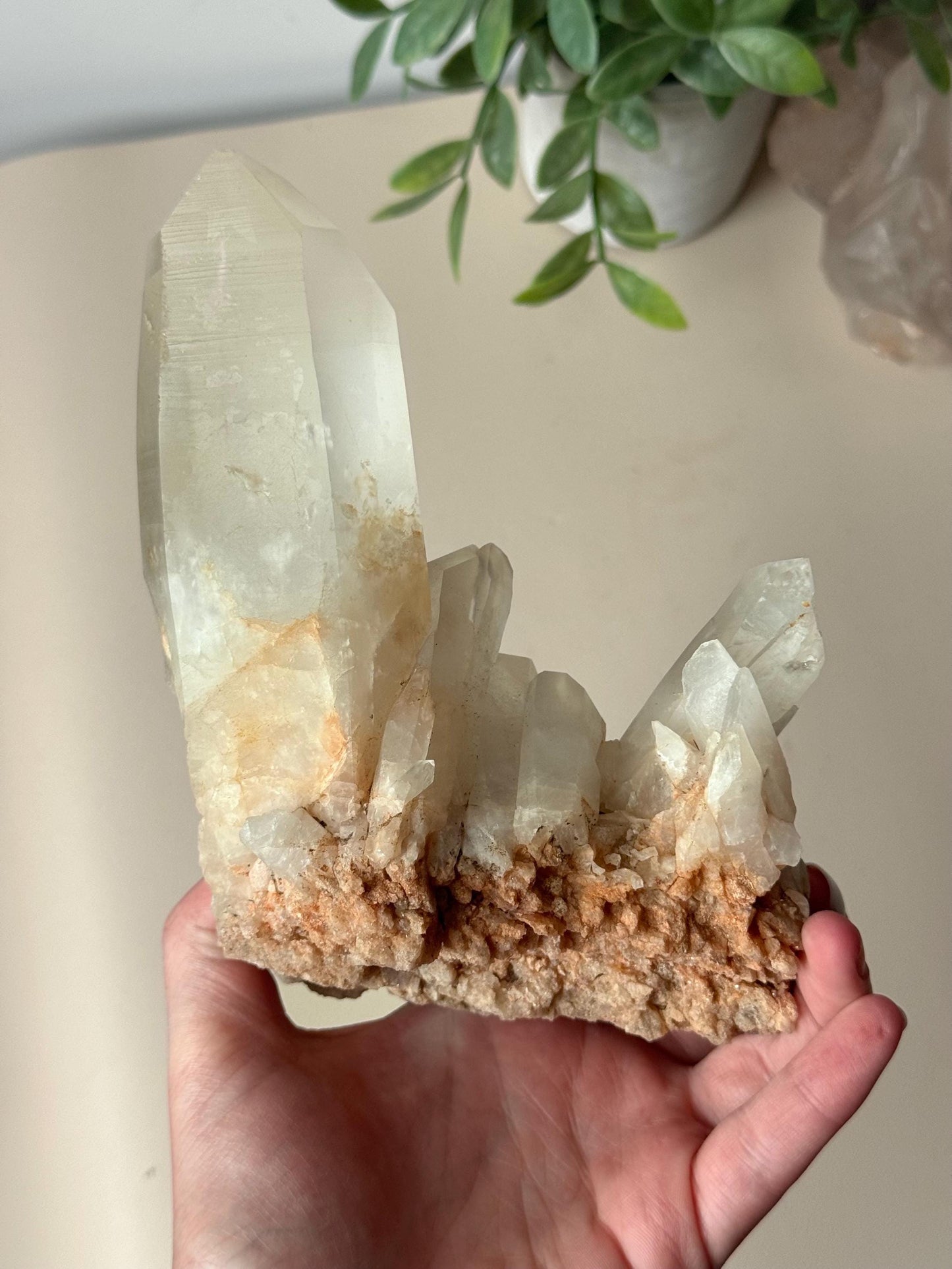 Beautiful Clear Quartz Cluster with Large Point | Raw Clear Quartz Points