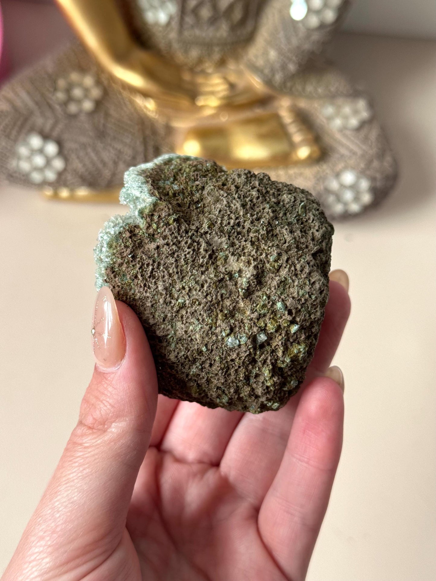 Stunning Green Chalcedony with Druzy Apophyllite and Heulandite Cluster from India