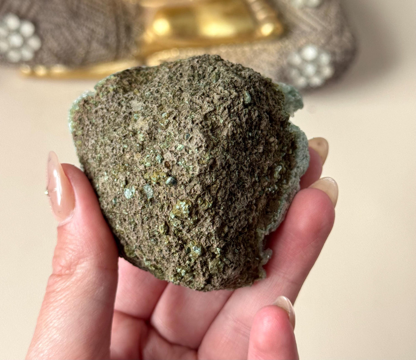 Stunning Green Chalcedony with Druzy Apophyllite and Heulandite Cluster from India