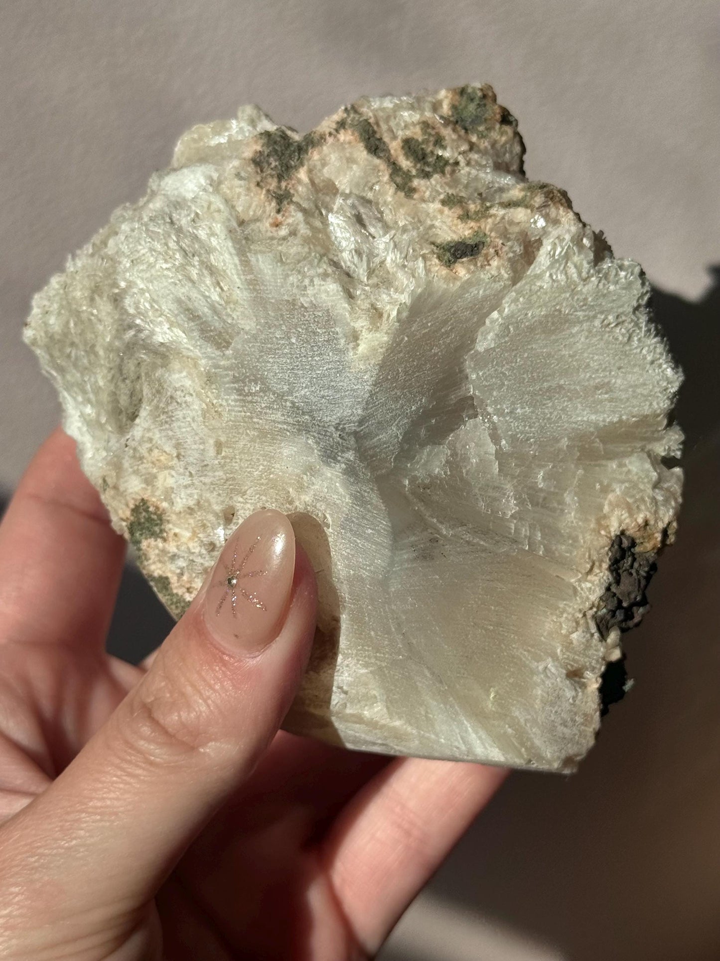 Beautiful White Stilbite with Honey Calcite & Druzy Apophyllite Specimen from India