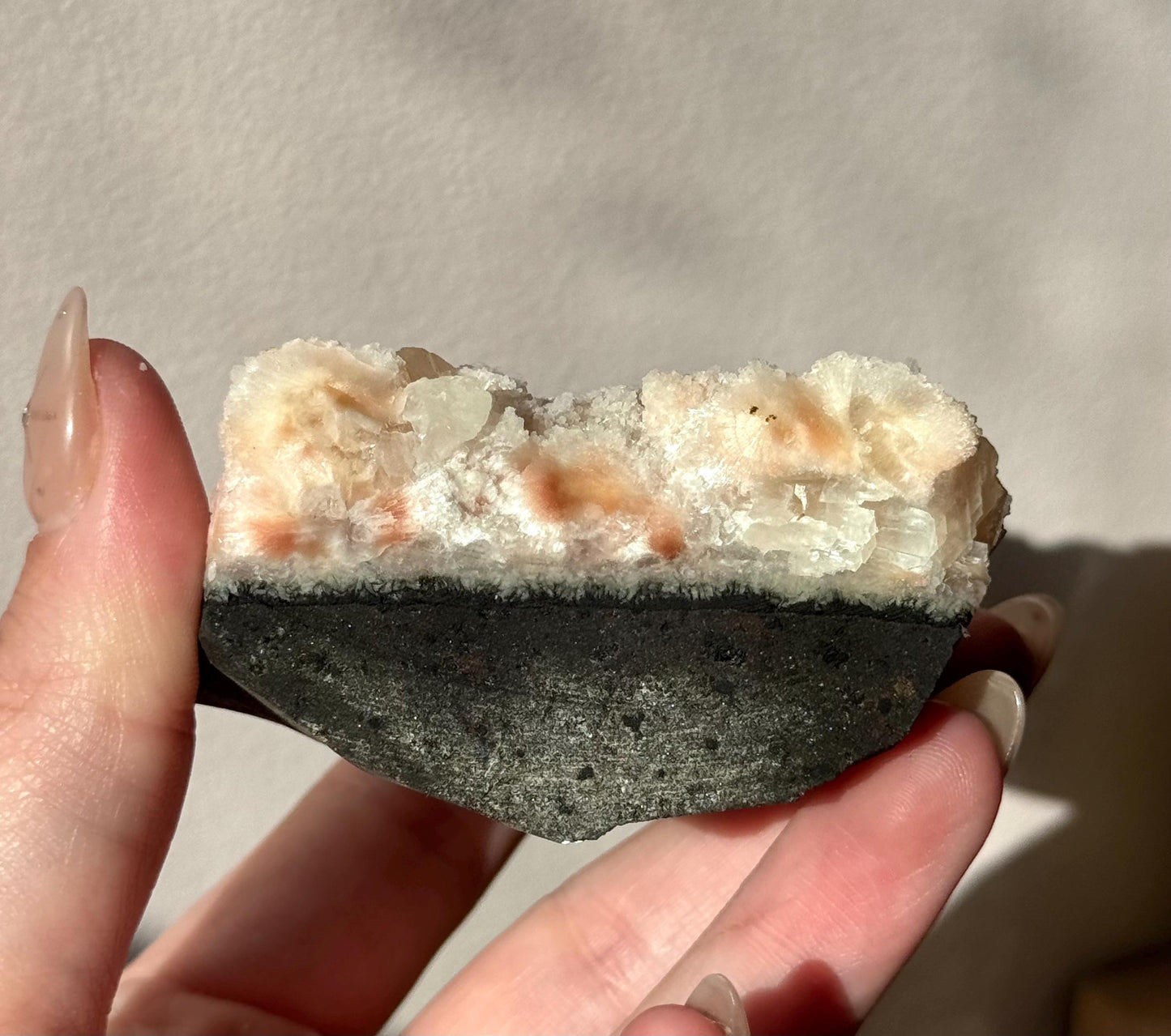 Beautiful Pink & White Prehnite on Calcite from India | Pink Prehnite White Prehnite Calcite