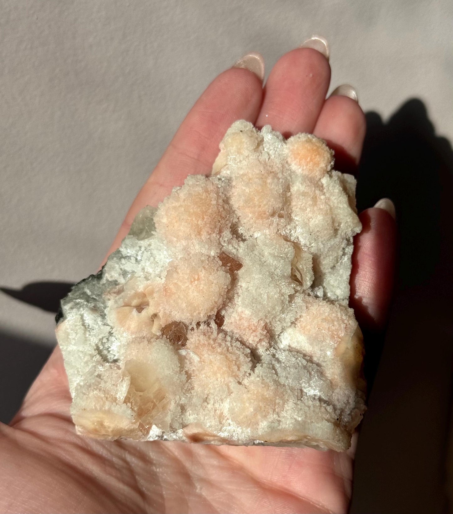 Beautiful Pink & White Prehnite on Calcite from India | Pink Prehnite White Prehnite Calcite