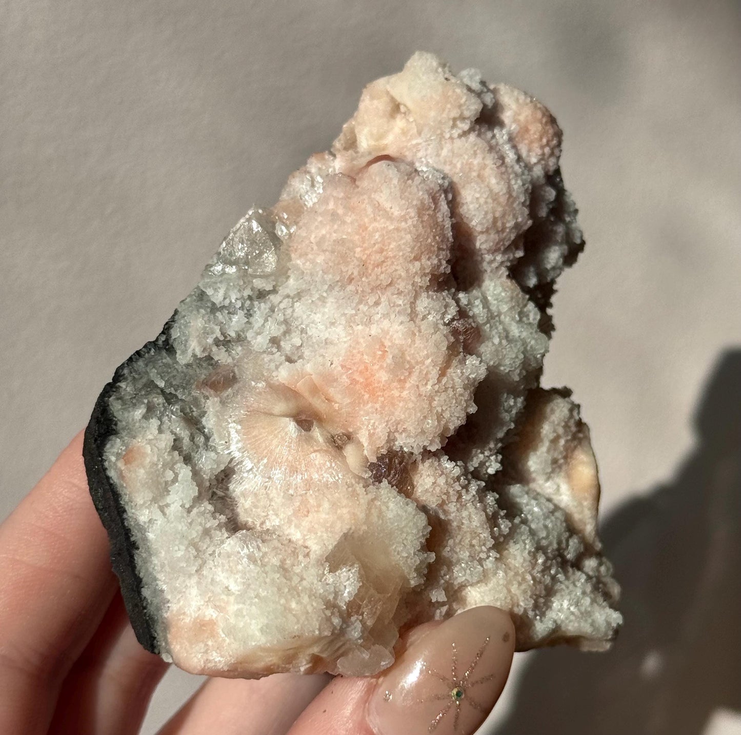 Beautiful Pink & White Prehnite on Calcite from India | Pink Prehnite White Prehnite Calcite