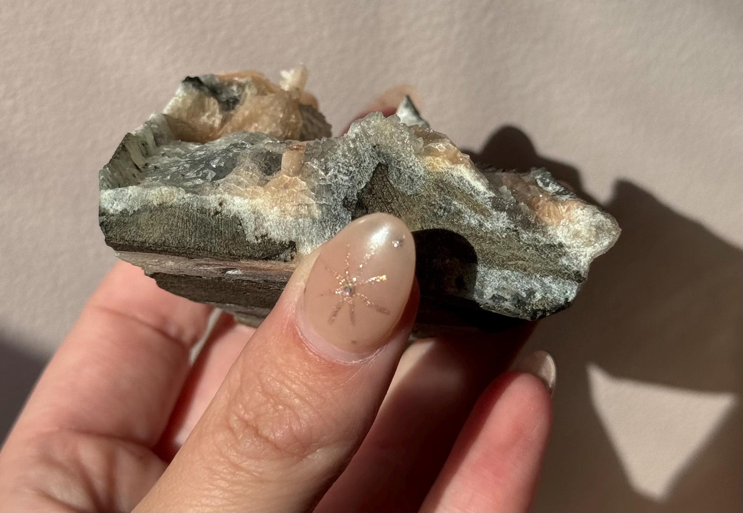 Beautiful Druzy Blue Chalcedony with Peach Stillbites Cluster from India