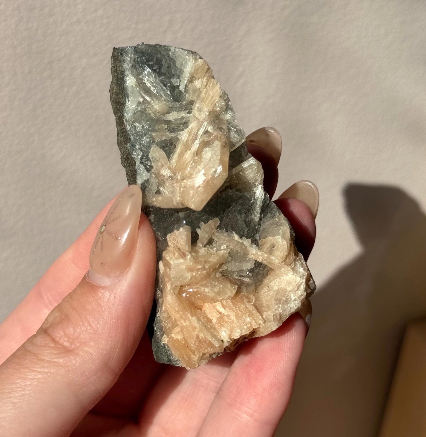 Beautiful Druzy Blue Chalcedony with Peach Stillbites Cluster from India