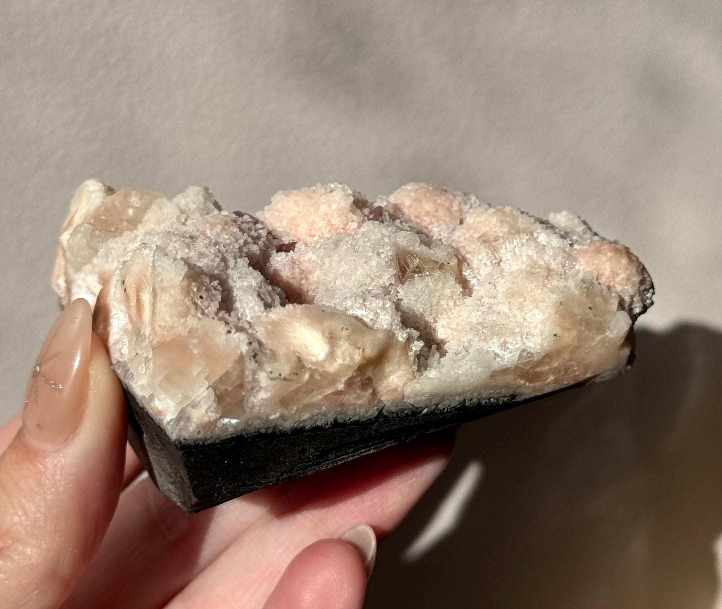 Beautiful Pink & White Prehnite on Calcite from India | Pink Prehnite White Prehnite Calcite