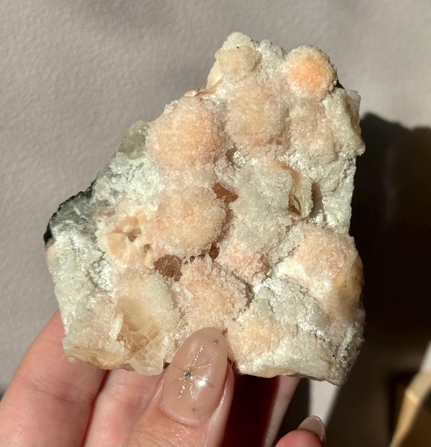 Beautiful Pink & White Prehnite on Calcite from India | Pink Prehnite White Prehnite Calcite