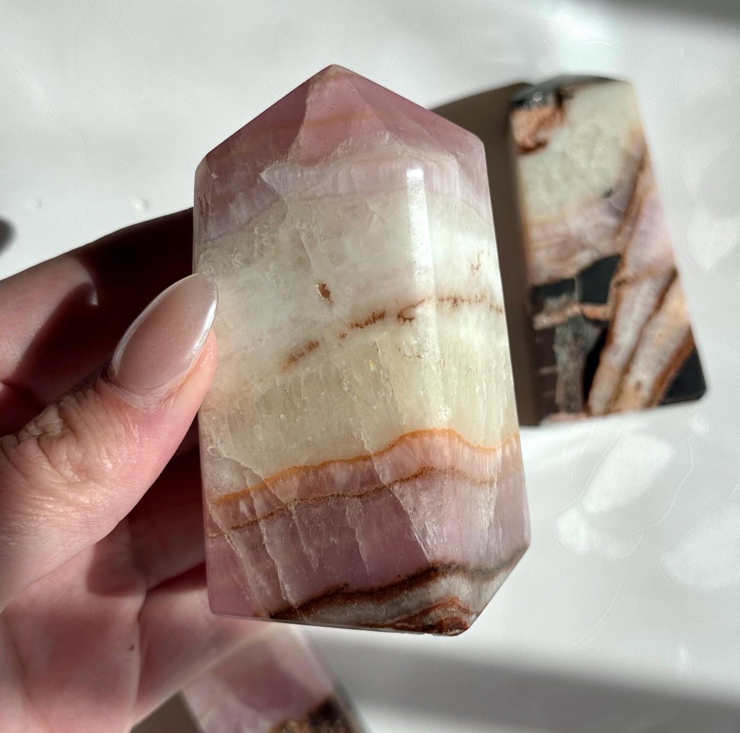 Gorgeous Pink Aragonite Tower | Banded Pink Aragonite Obelisk from Pakistan