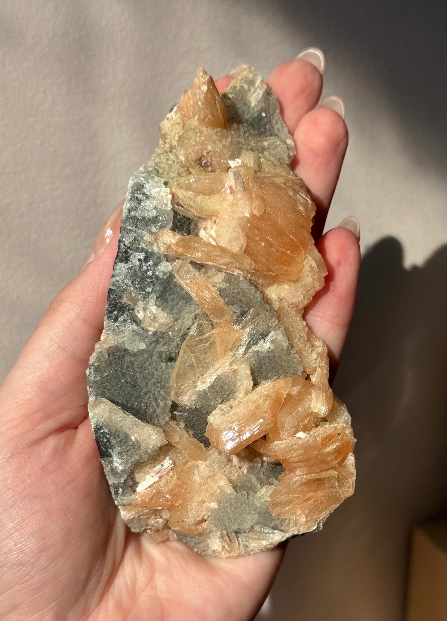 Beautiful Druzy Blue Chalcedony with Peach Stillbites Cluster from India