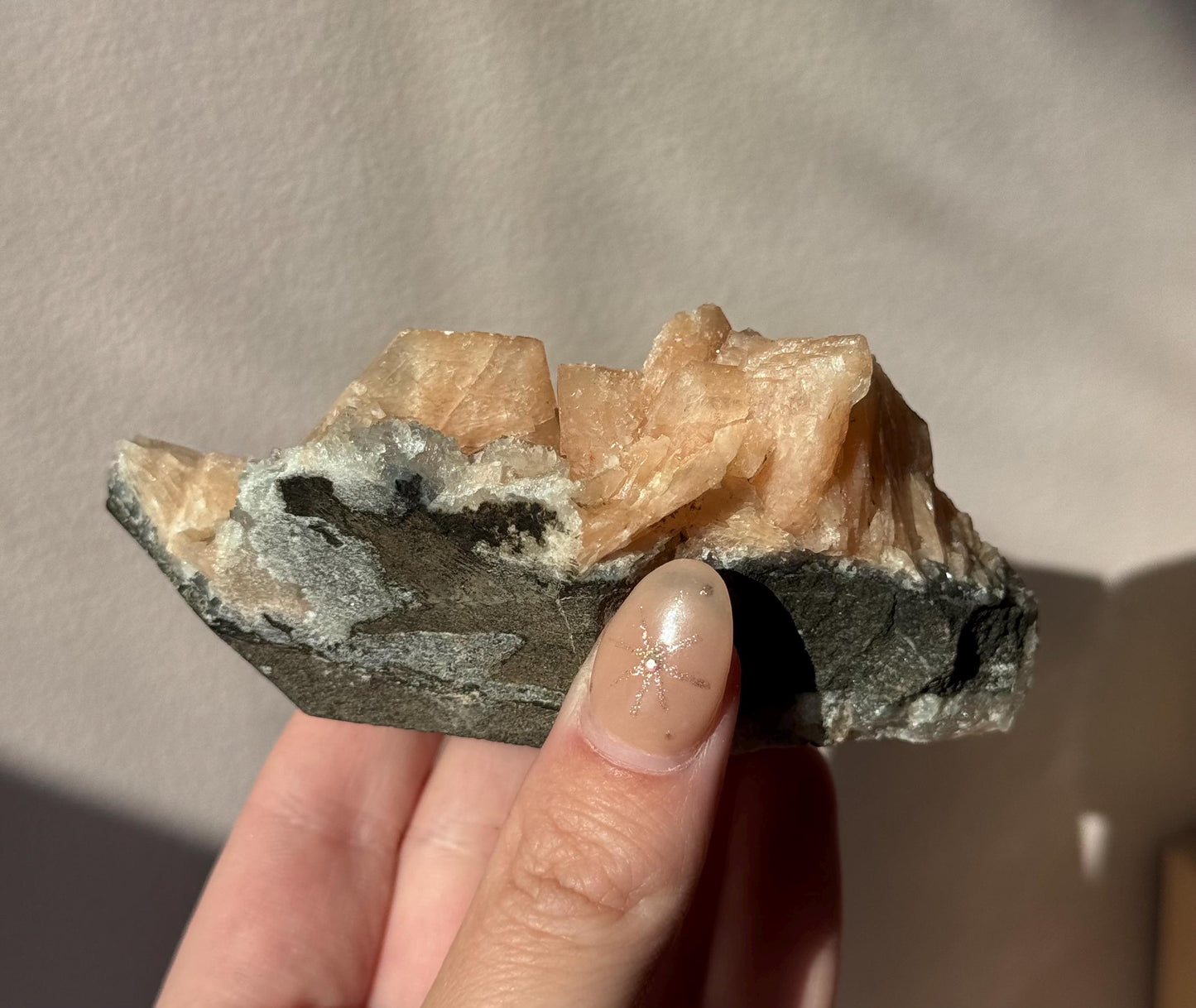 Beautiful Druzy Blue Chalcedony with Peach Stillbites Cluster from India