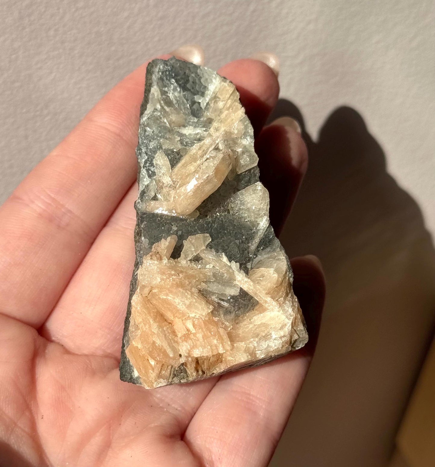 Beautiful Druzy Blue Chalcedony with Peach Stillbites Cluster from India