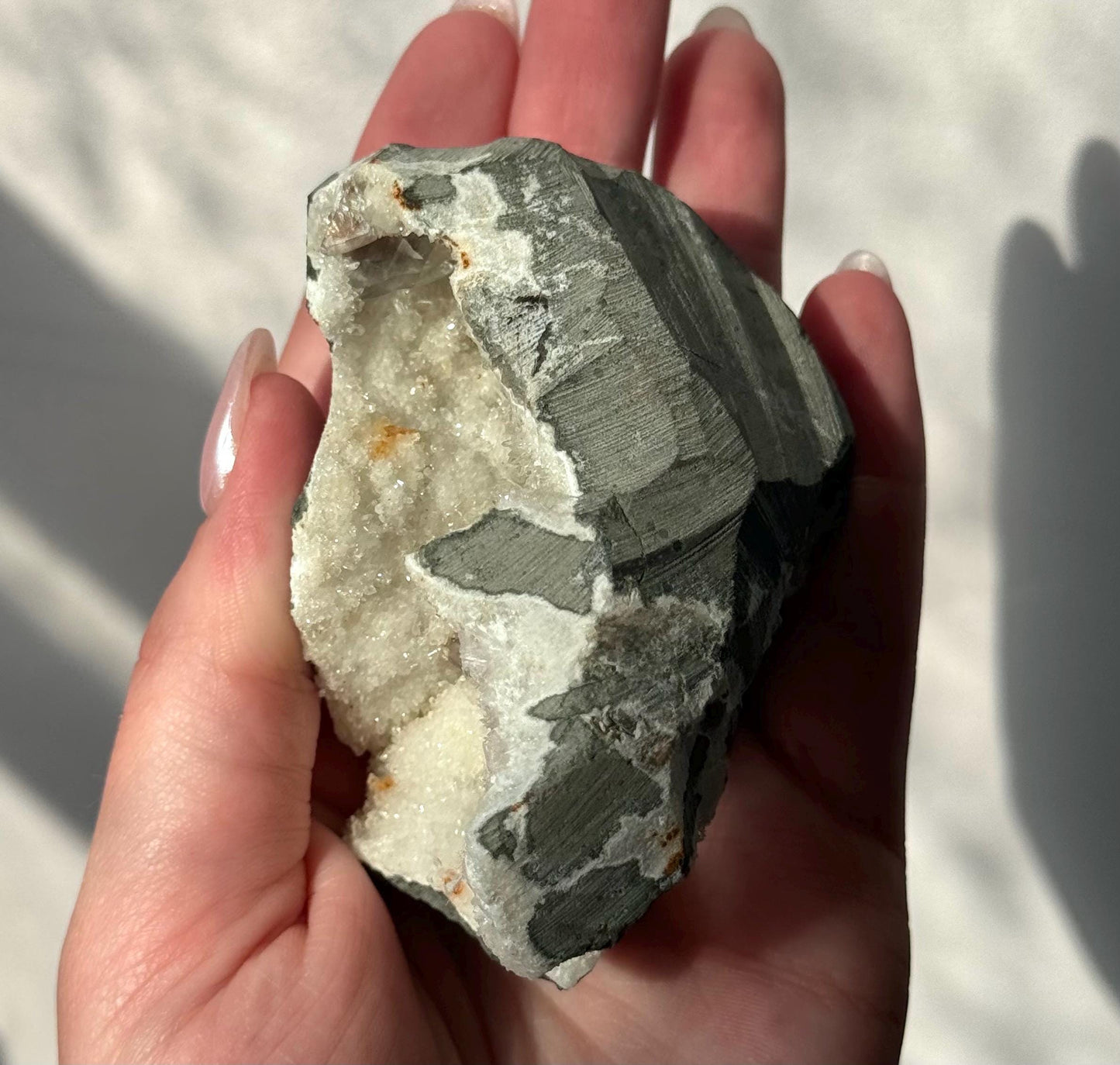 Beautiful Mesolite on Druzy Apophyllite Geode from India | Mesolite Specimen on Apophyllite