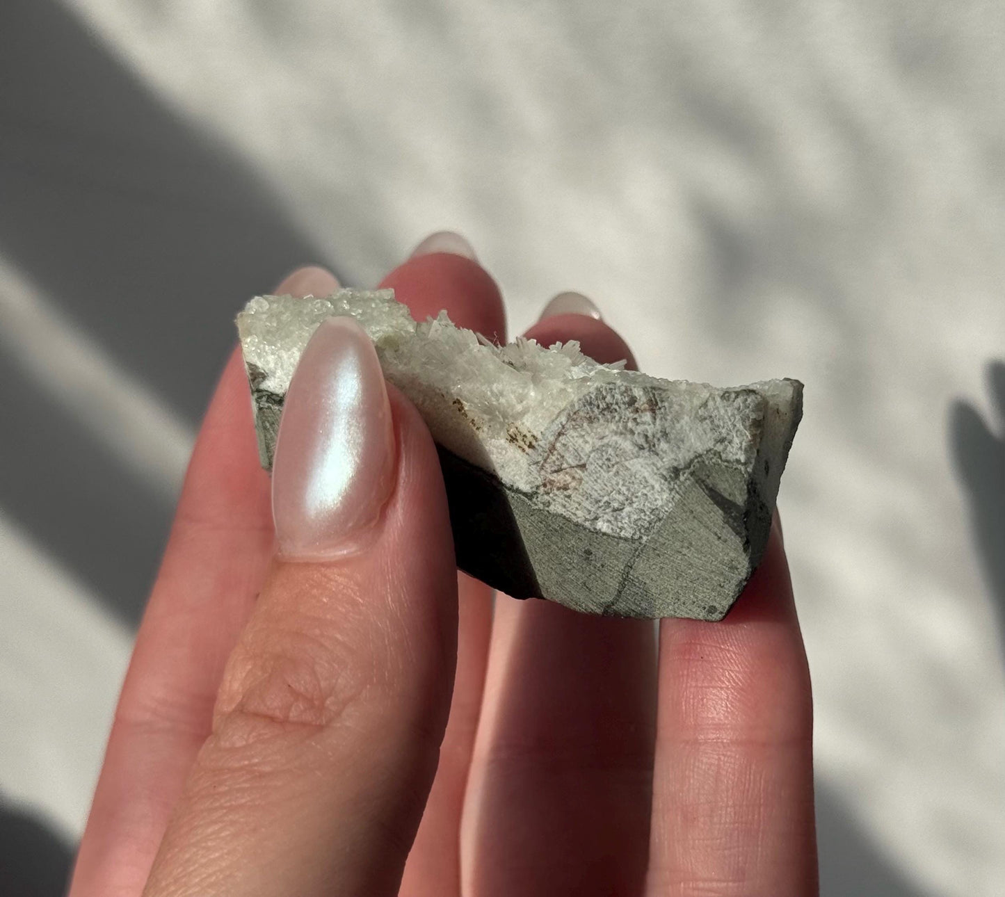 Beautiful Mesolite on Druzy Apophyllite Geode from India | Small Mesolite Specimen on Apophyllite