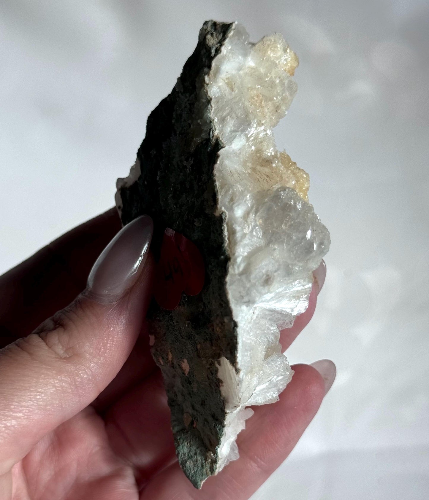Beautiful White Stilbite with Druzy Apophyllite & Honey Calcite Specimen from India
