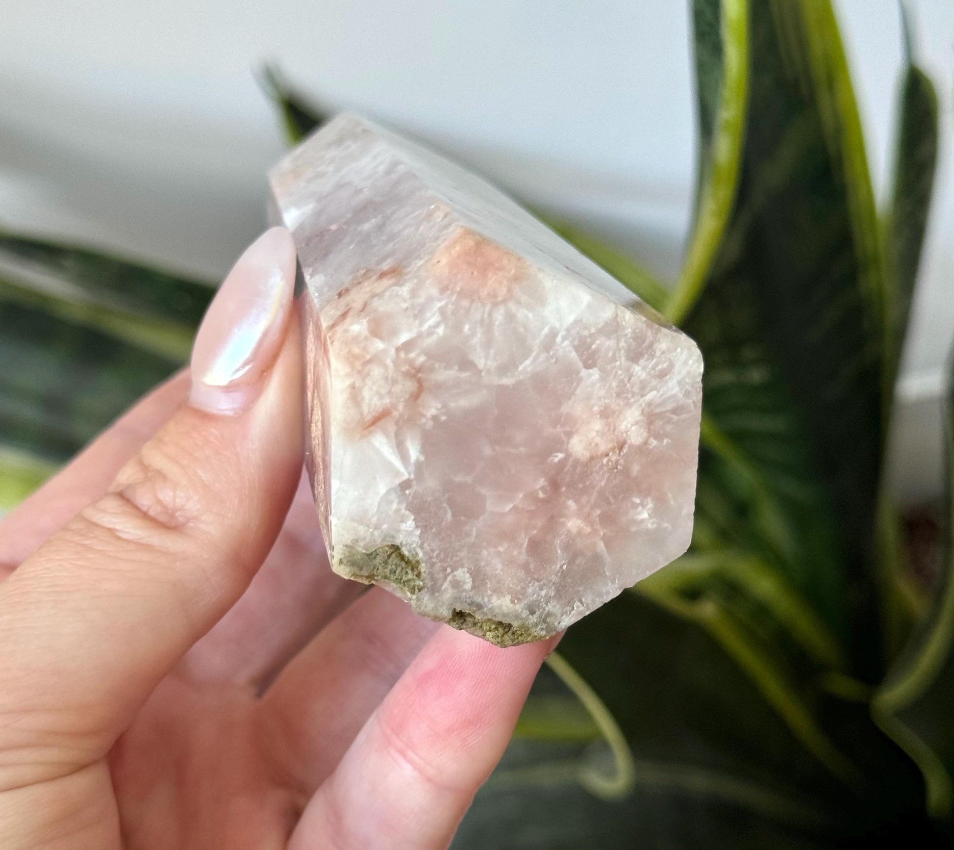 Gorgeous Pink Amethyst with Flower Agate tower from Brazil | Flower Agate Pink Amethyst Obelisk