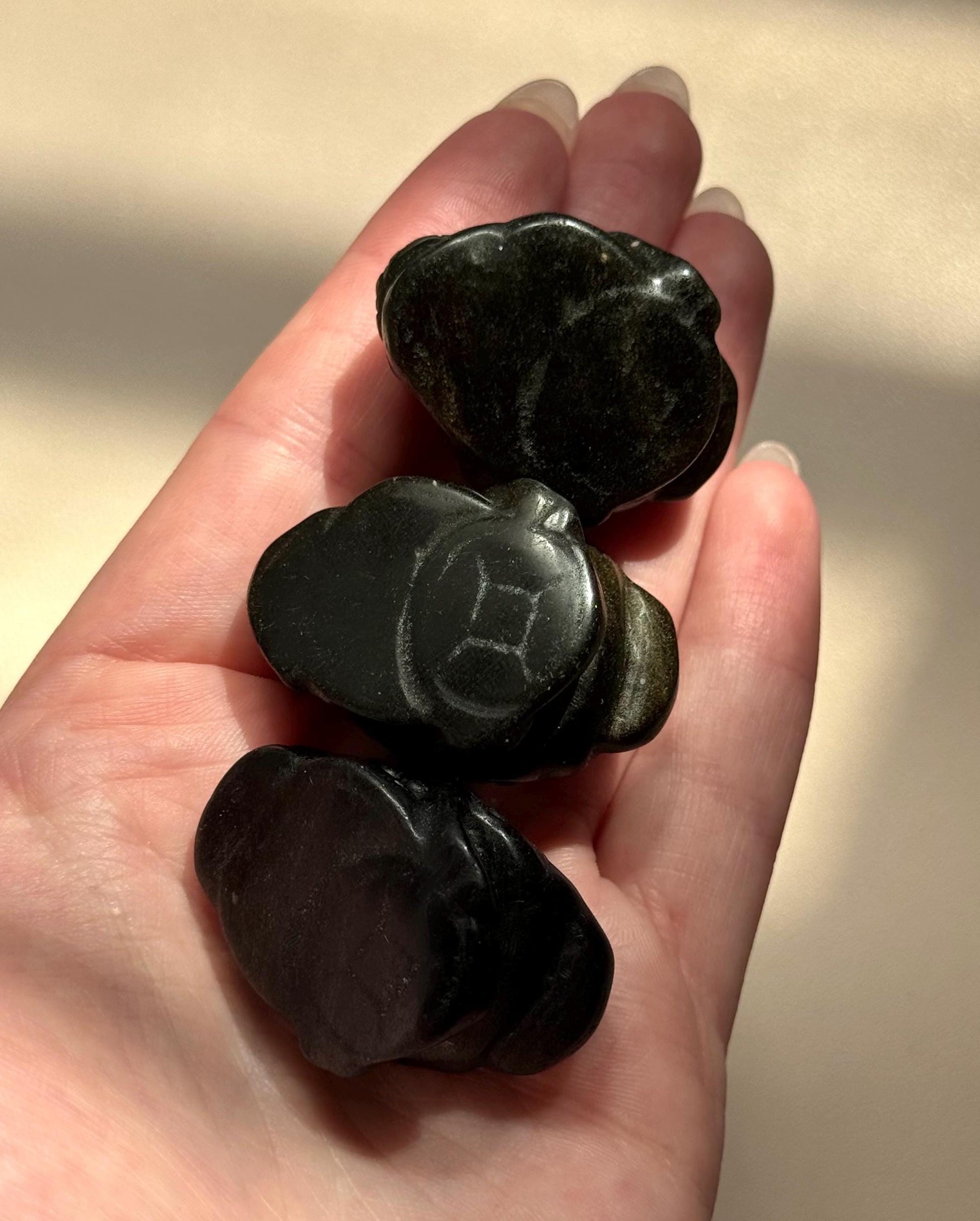 Beautiful Gold Sheen Obsidian Money Toad Carvings | Feng Shui Money Frog Obsidian