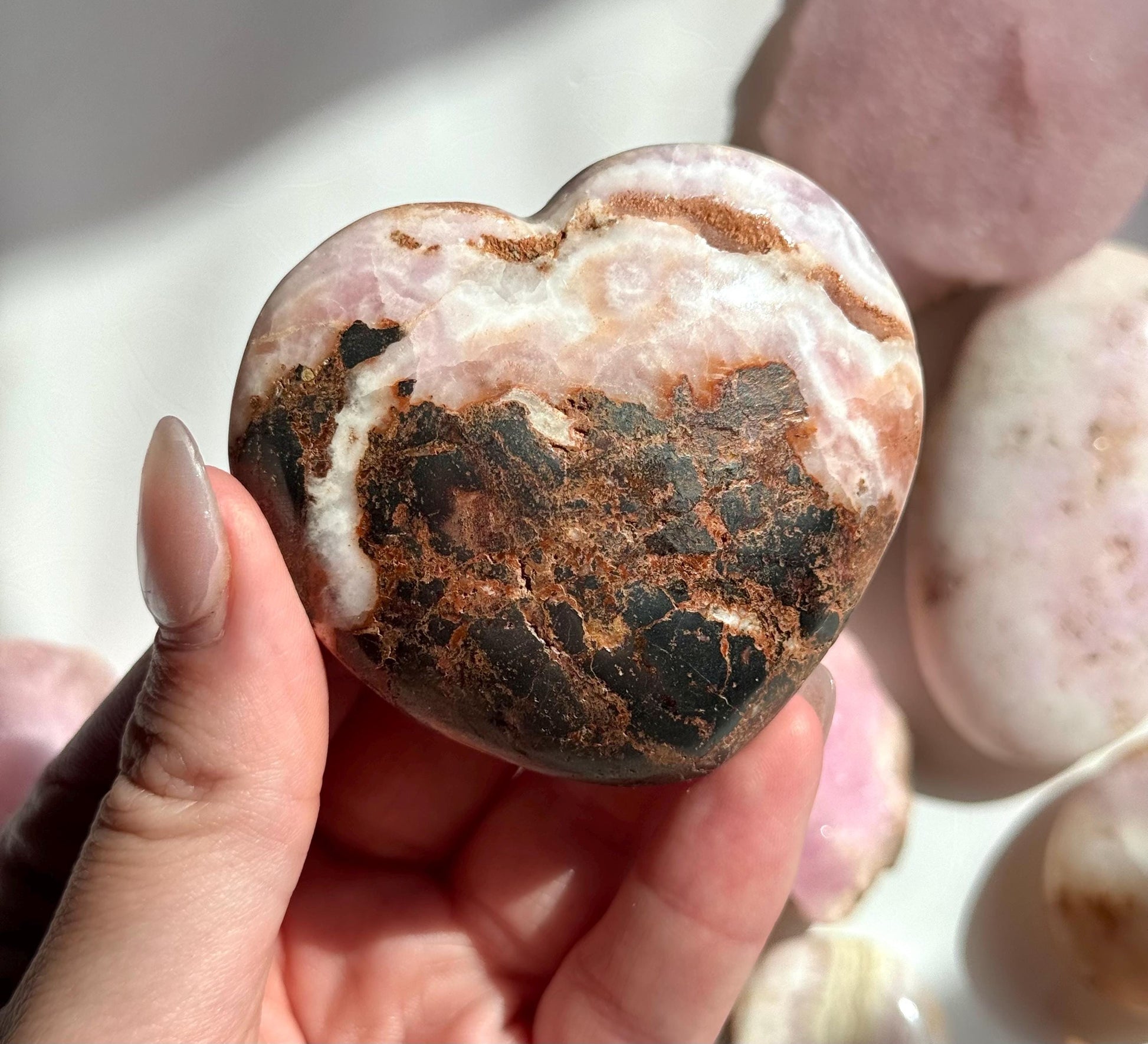 Beautiful Large Pink Aragonite Puffy Heart from Pakistan | Pink Aragonite Heart Carving