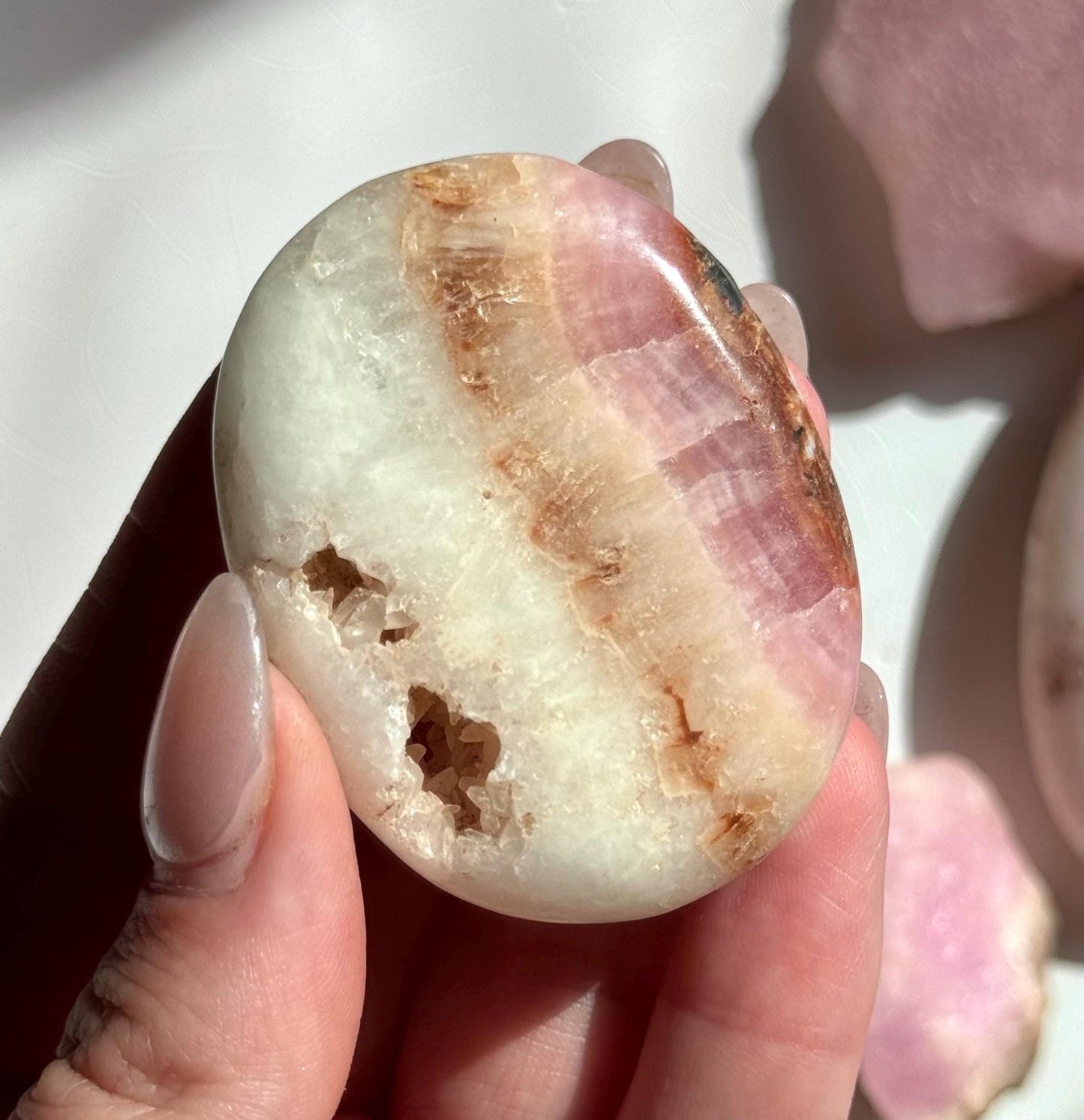 Beautiful Pink Aragonite Palm Stone From Pakistan