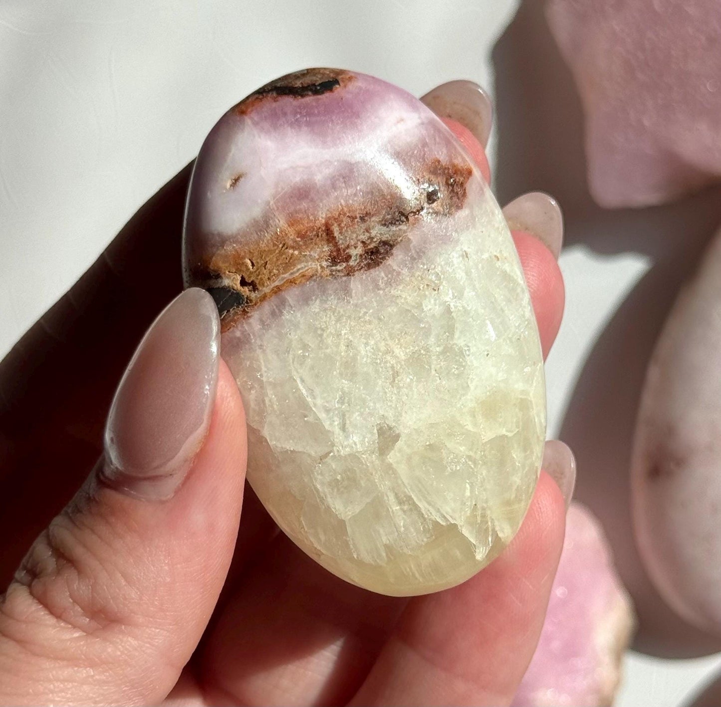 Beautiful Pink Aragonite Palm Stone From Pakistan