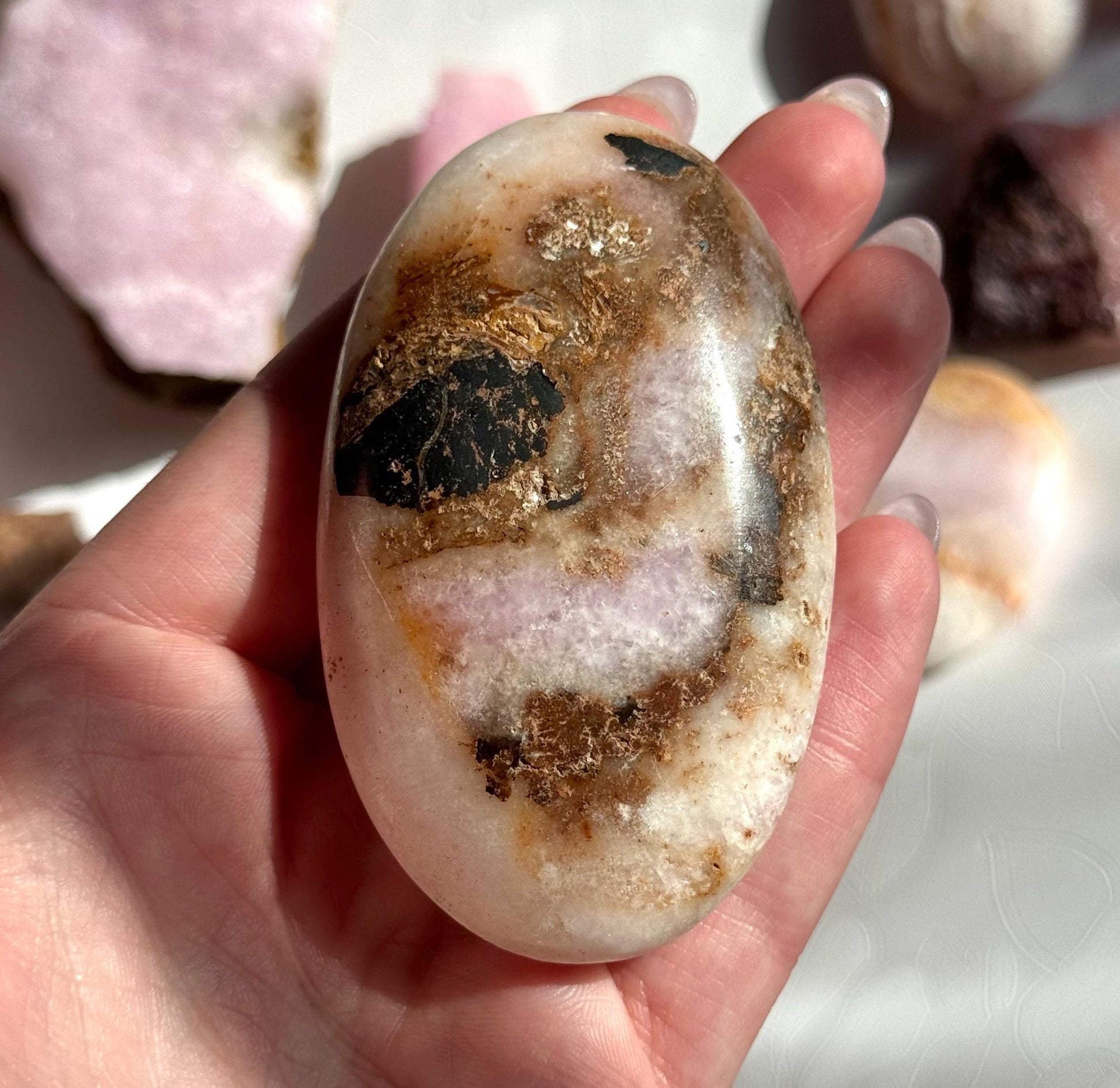 Beautiful Pink Aragonite Palm Stone From Pakistan