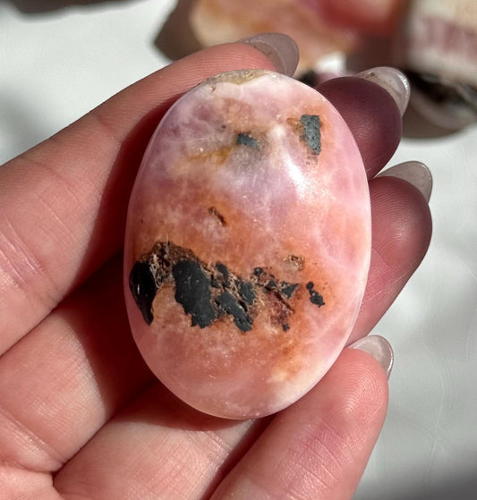 Beautiful Small Pink Aragonite Palm Stone From Pakistan