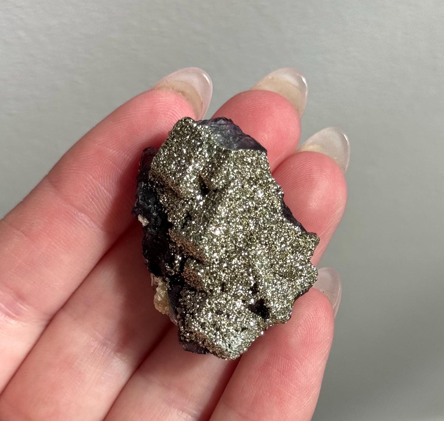 Stunning Pyrite on Fluorite Specimen | Pyrite on Purple Fluorite Crystal
