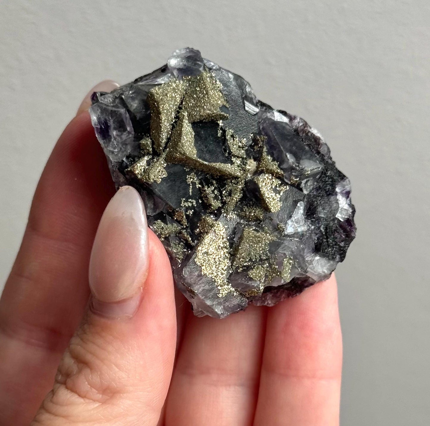 Stunning Pyrite on Fluorite Specimen | Pyrite on Purple Fluorite Crystal
