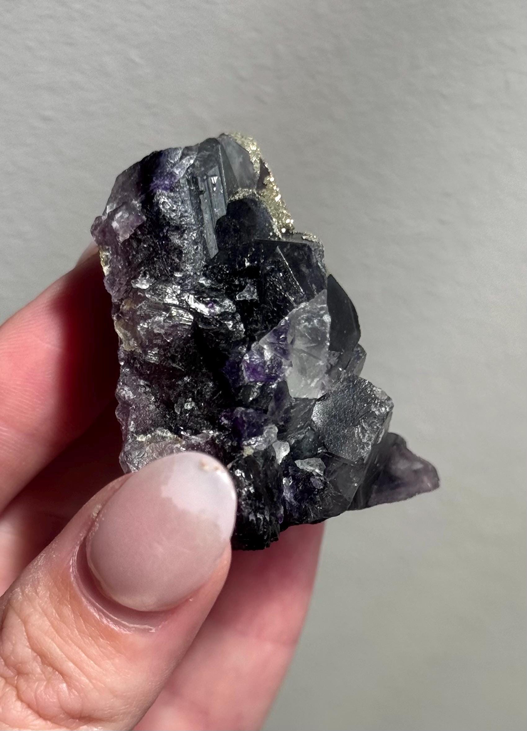 Stunning Pyrite on Fluorite Specimen | Pyrite on Purple Fluorite Crystal
