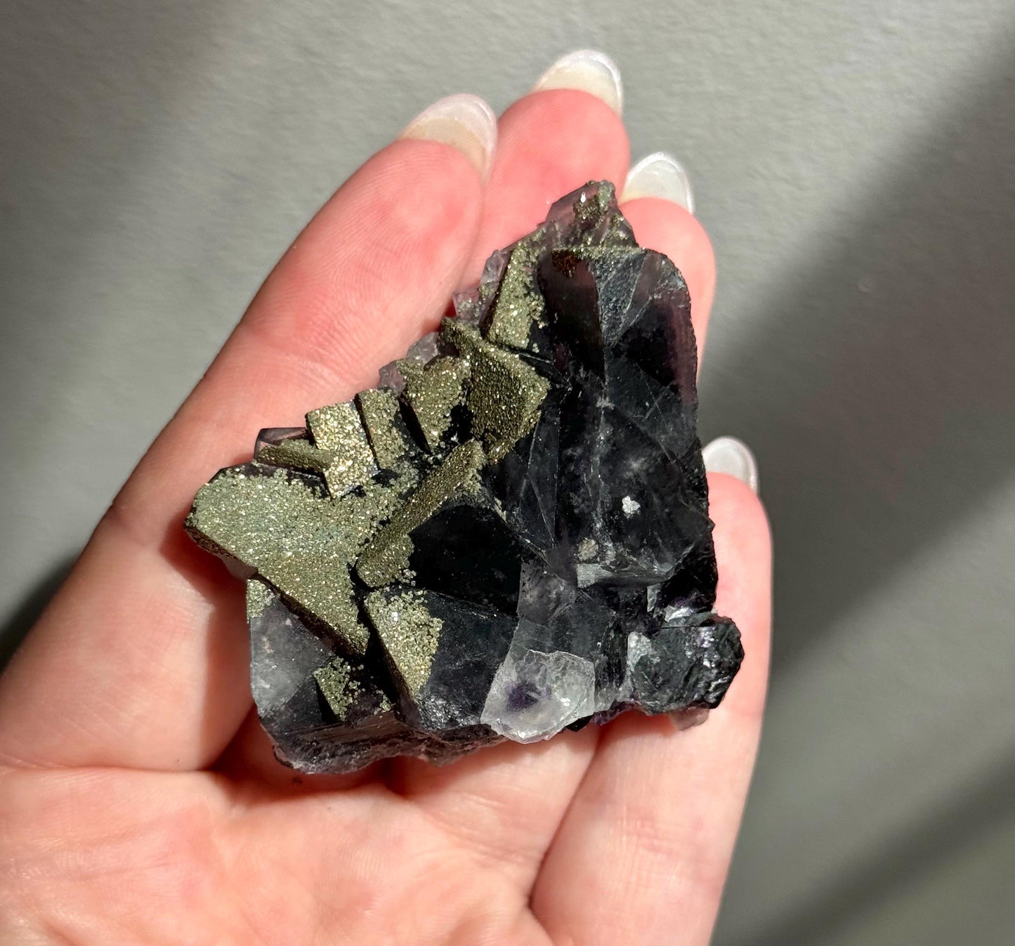Stunning Pyrite on Fluorite Specimen | Pyrite on Purple Fluorite Crystal