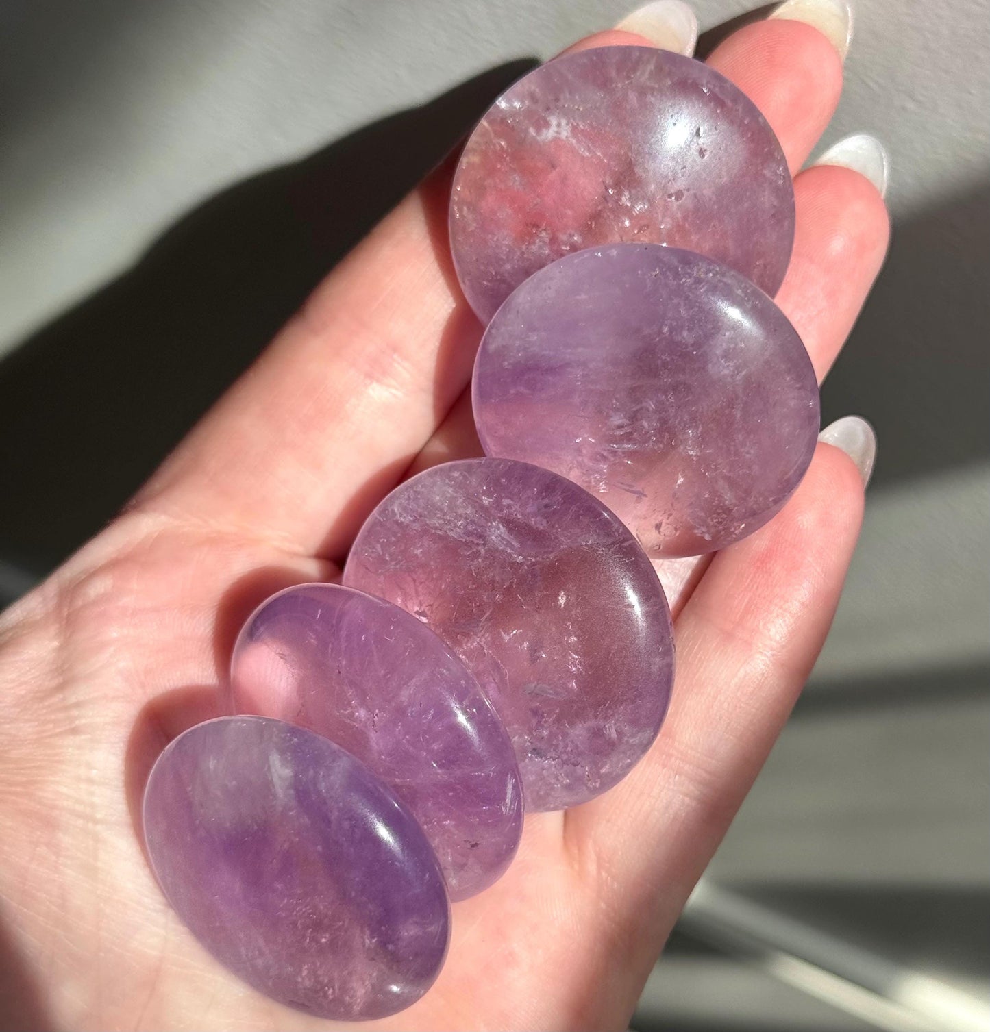 High Quality Amethyst Rounds | Amethyst Medallion Carvings Pocket Stone