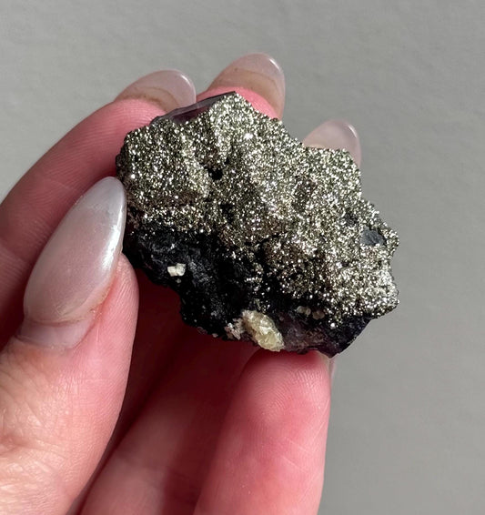 Stunning Pyrite on Fluorite Specimen | Pyrite on Purple Fluorite Crystal