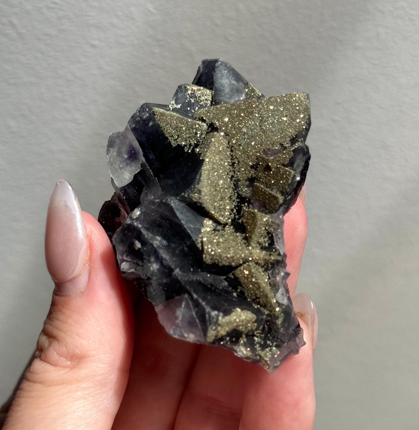 Stunning Pyrite on Fluorite Specimen | Pyrite on Purple Fluorite Crystal