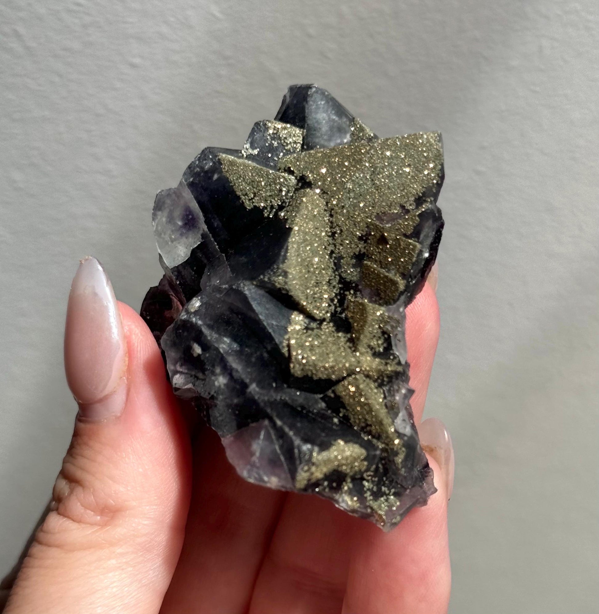 Stunning Pyrite on Fluorite Specimen | Pyrite on Purple Fluorite Crystal