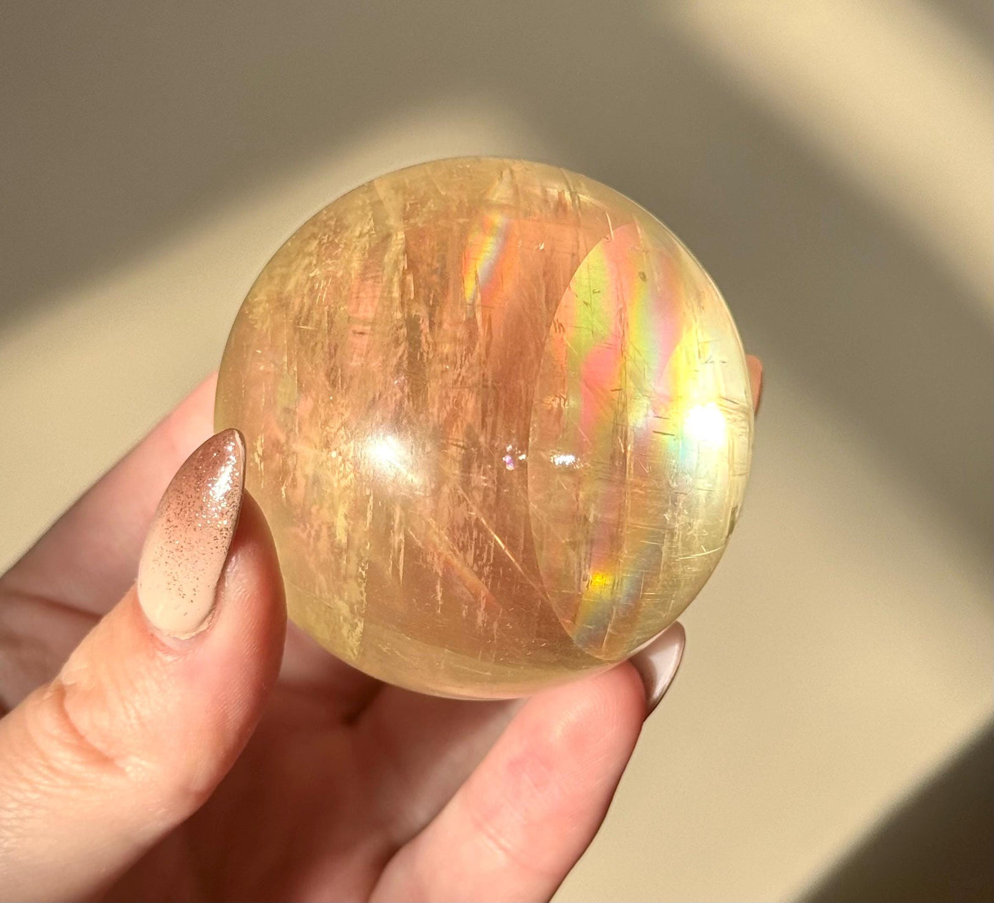Gorgeous High Quality Optical Honey Calcite Sphere | 60mm Optical Calcite Ball