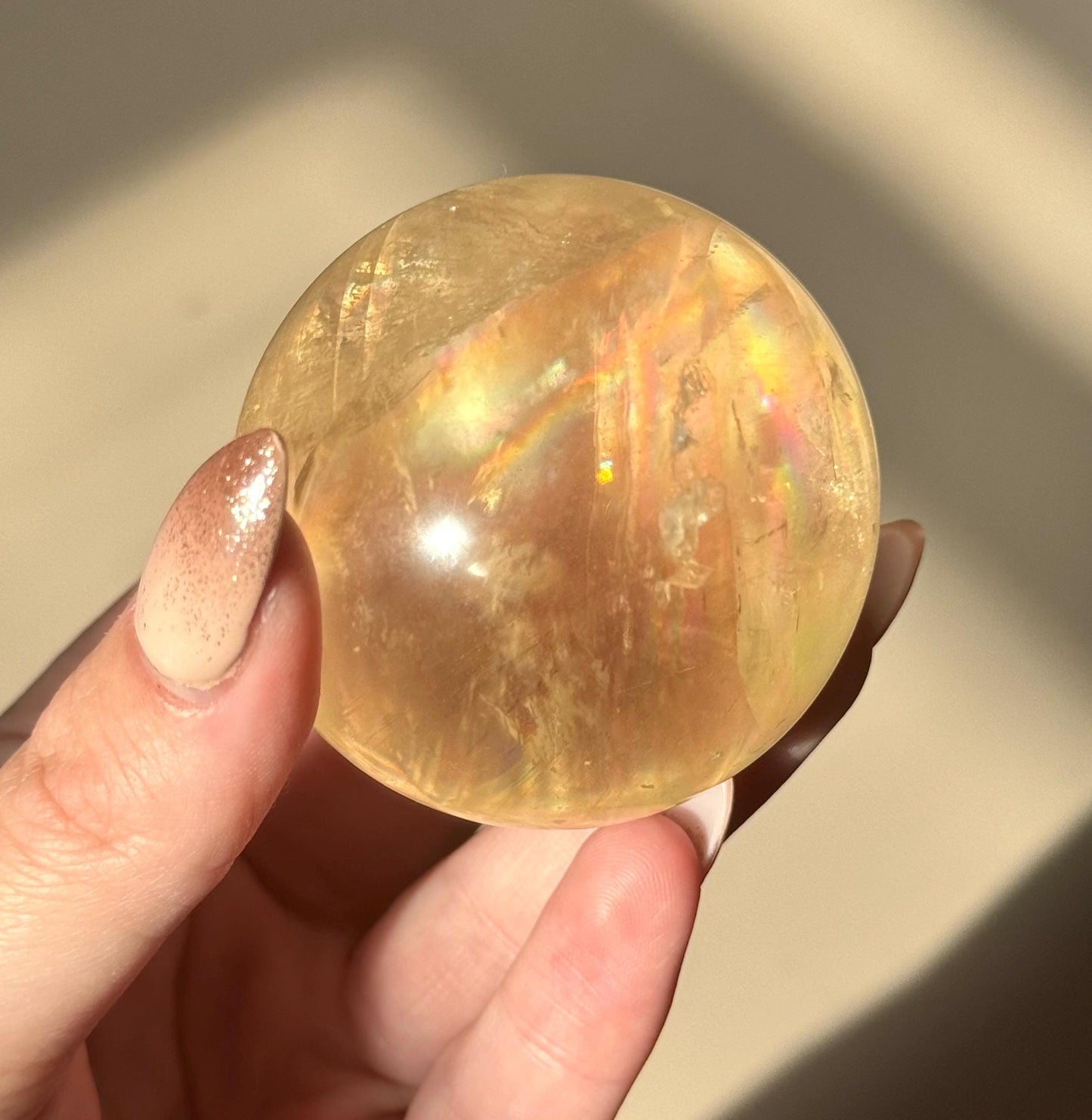 Gorgeous High Quality Optical Honey Calcite Sphere | 60mm Optical Calcite Ball