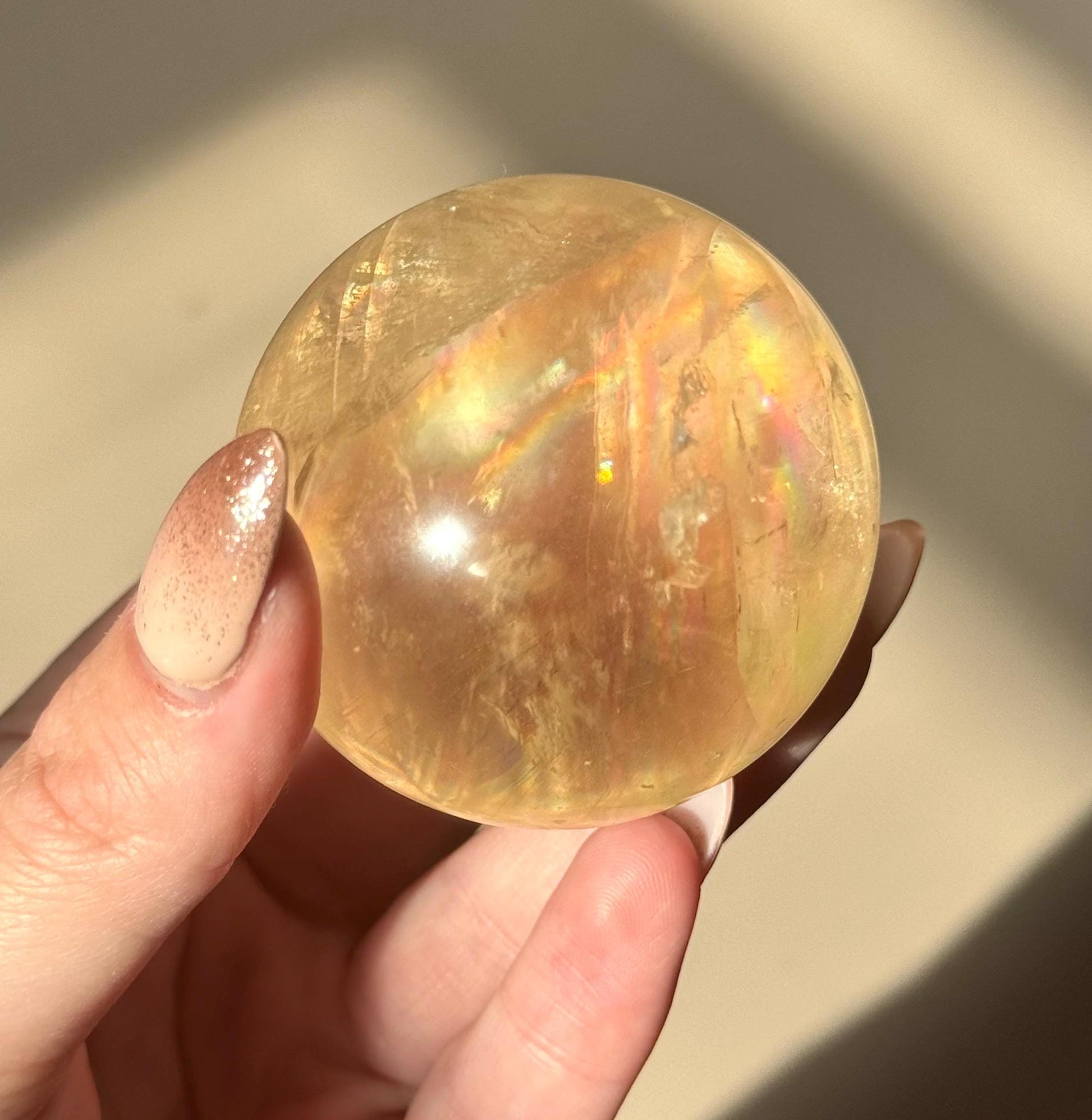 Gorgeous High Quality Optical Honey Calcite Sphere | 60mm Optical Calcite Ball