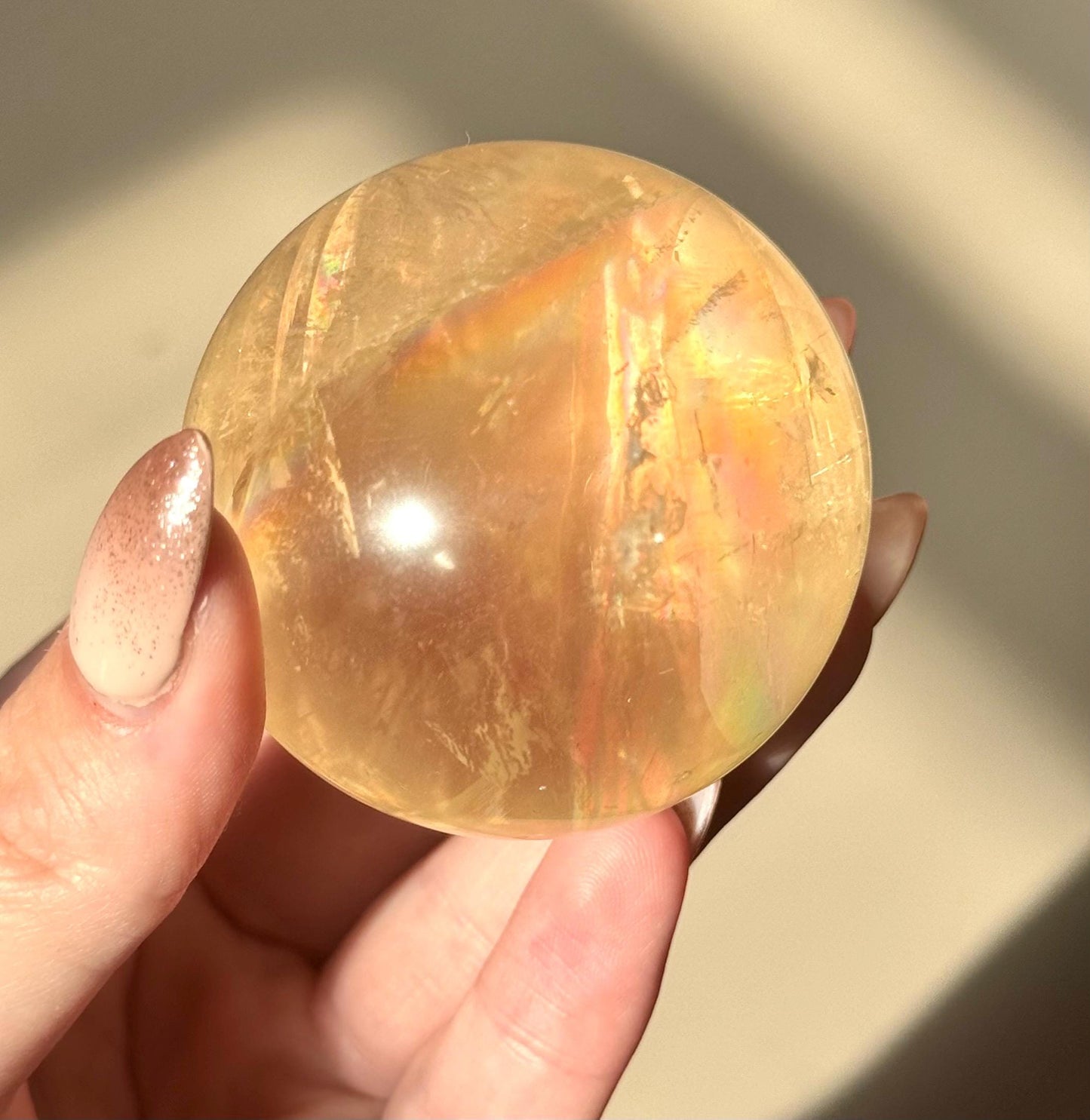 Gorgeous High Quality Optical Honey Calcite Sphere | 60mm Optical Calcite Ball