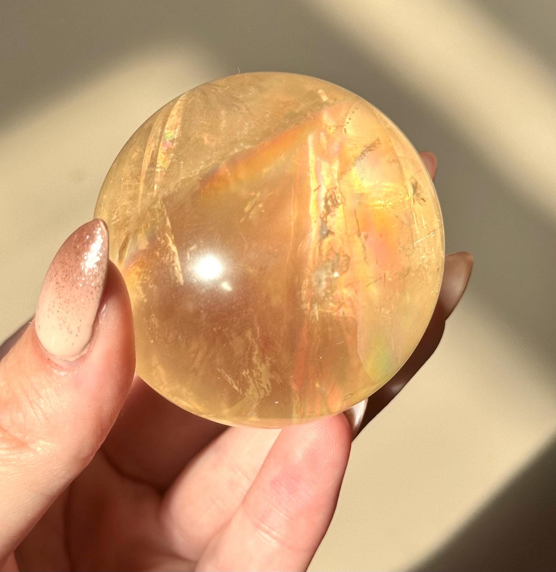 Gorgeous High Quality Optical Honey Calcite Sphere | 60mm Optical Calcite Ball