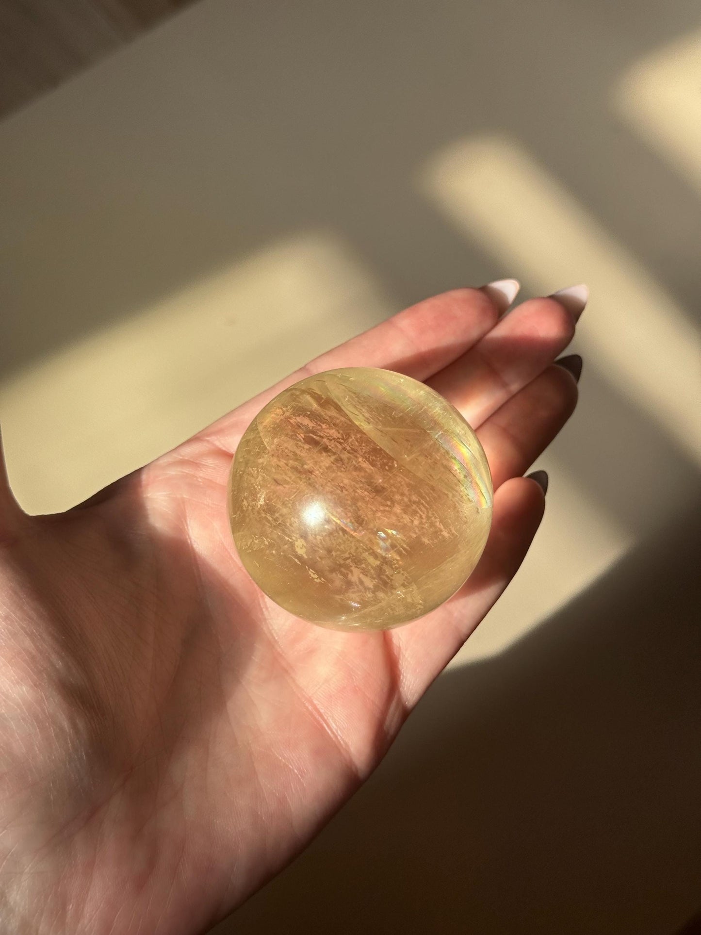 Gorgeous High Quality Optical Honey Calcite Sphere | 60mm Optical Calcite Ball