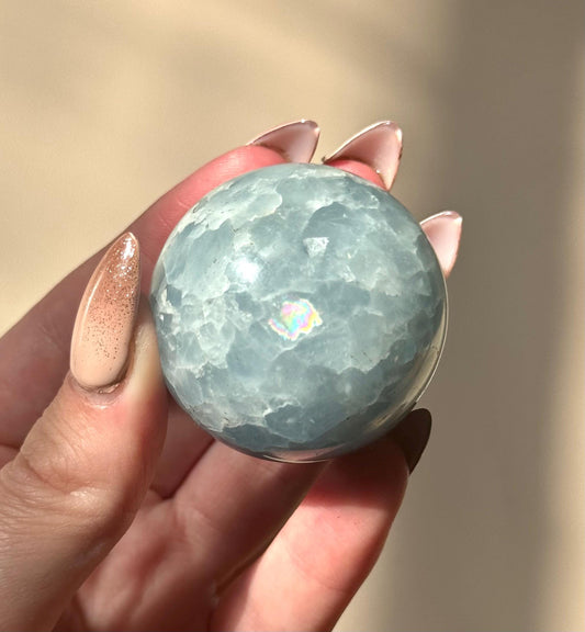 Beautiful Blue Calcite Sphere | 40mm Blue Calcite Crystal Ball