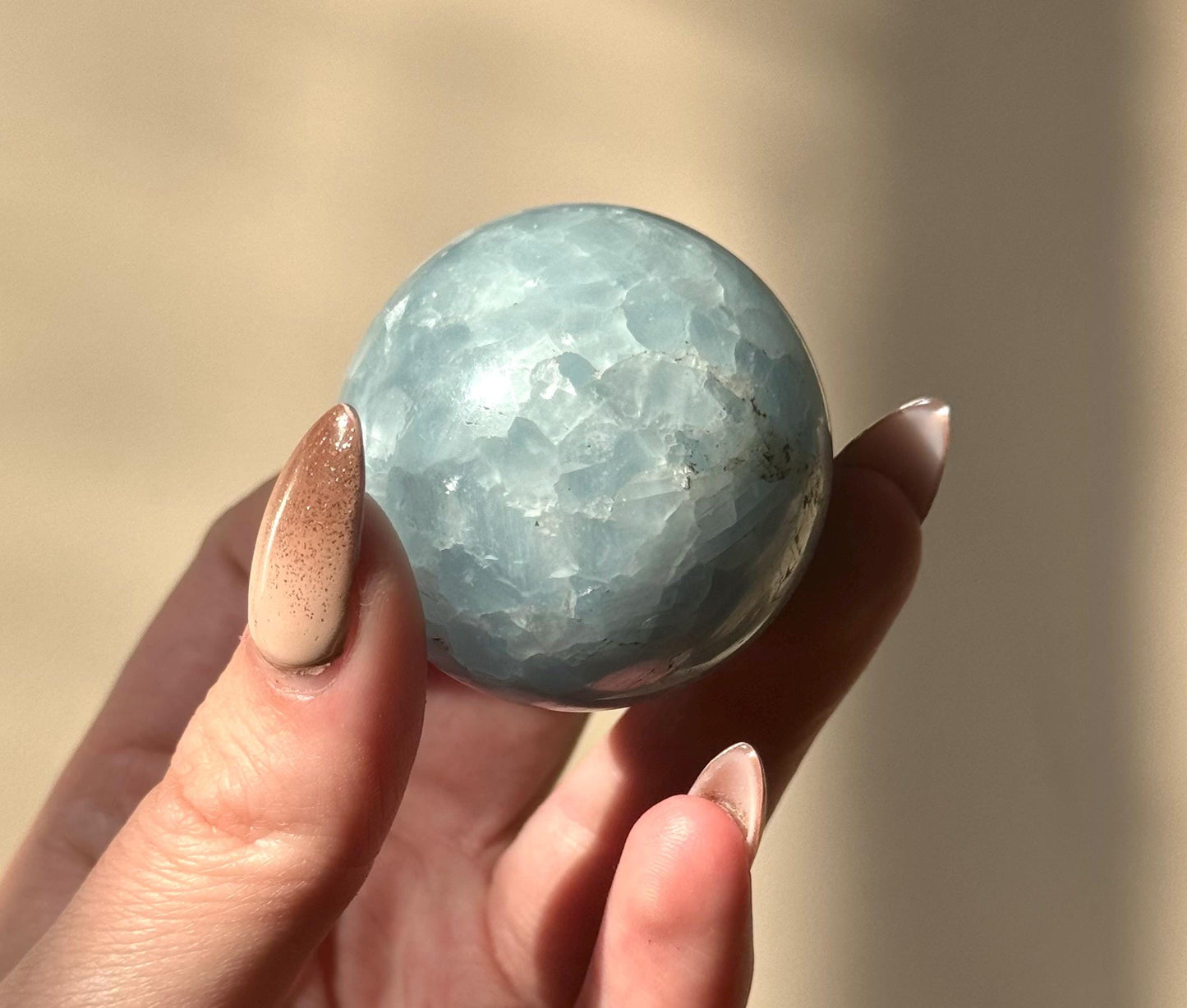 Beautiful Blue Calcite Sphere | 40mm Blue Calcite Crystal Ball