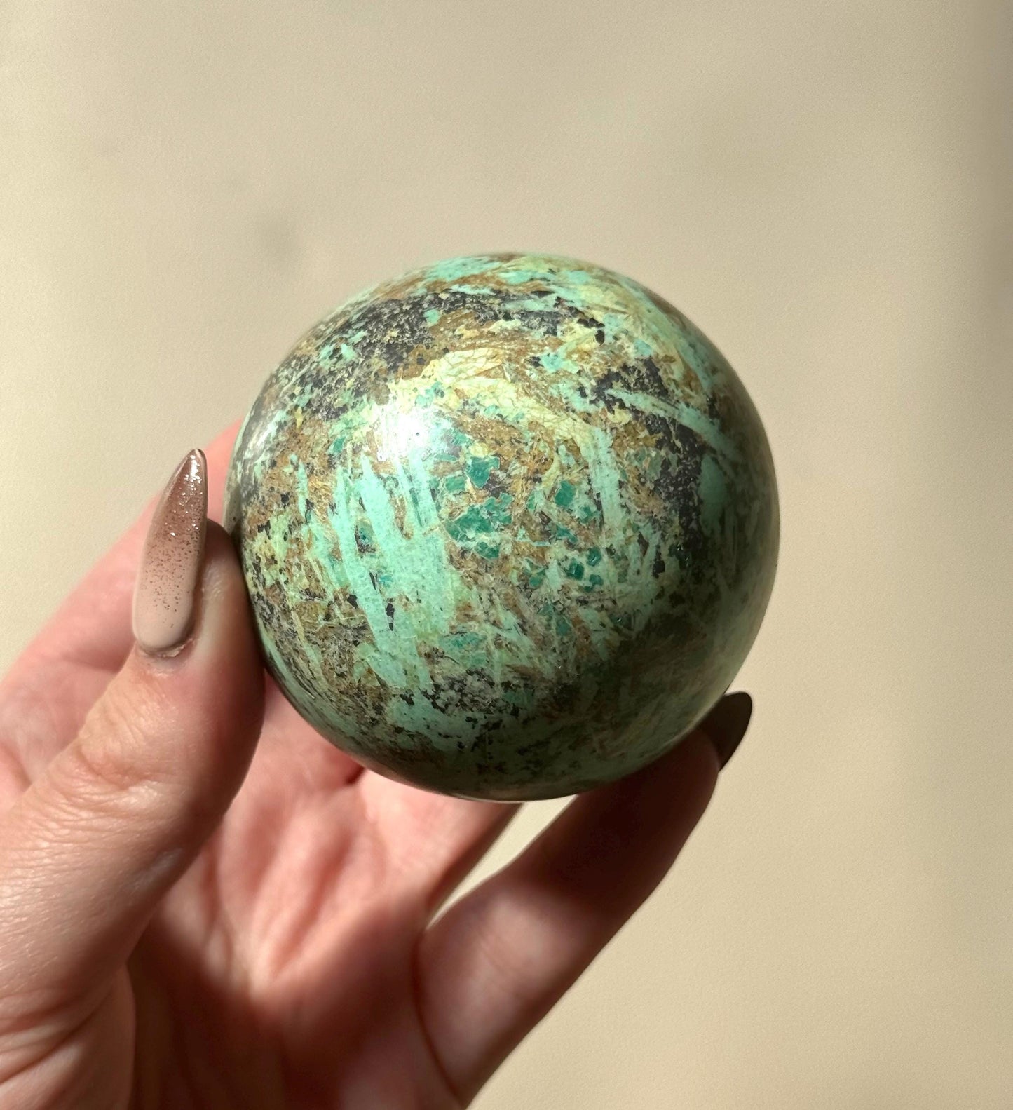 Beautiful Chrysocolla Sphere from South Africa | 70mm Chrysocolla Crystal Ball