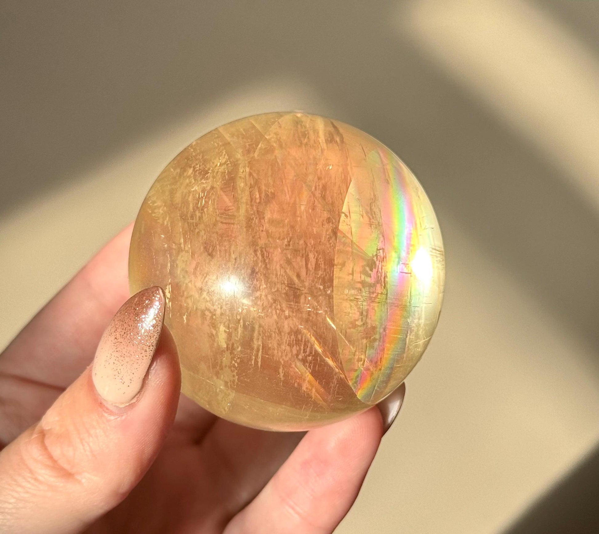 Gorgeous High Quality Optical Honey Calcite Sphere | 60mm Optical Calcite Ball