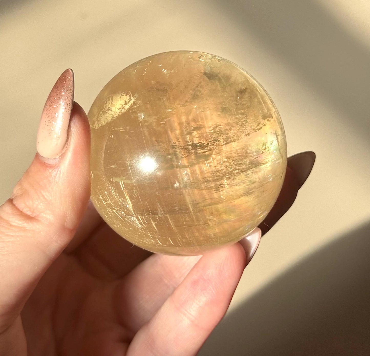 Gorgeous High Quality Optical Honey Calcite Sphere | 60mm Optical Calcite Ball