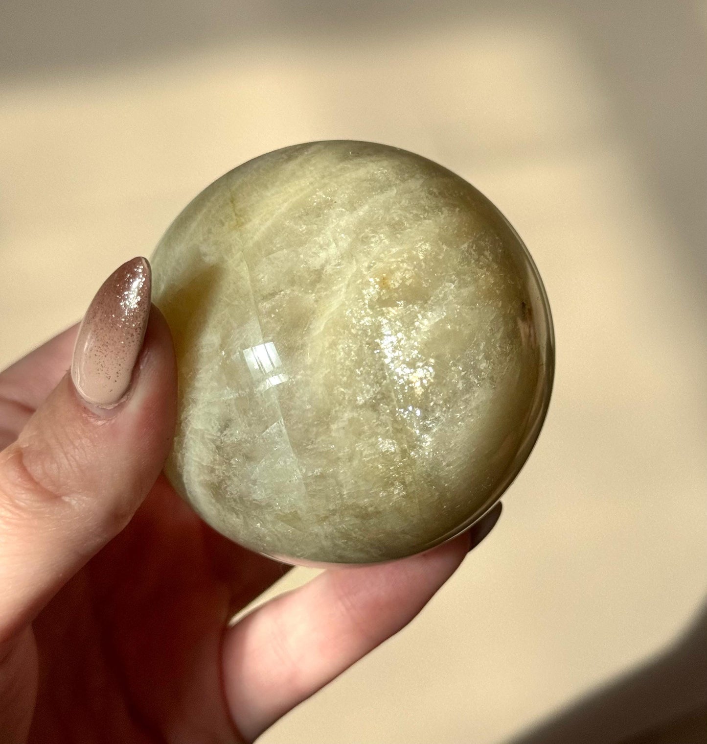 Beautiful Moonstone Sphere with Blue and White Flash | 70mm Moonstone Crystal Ball