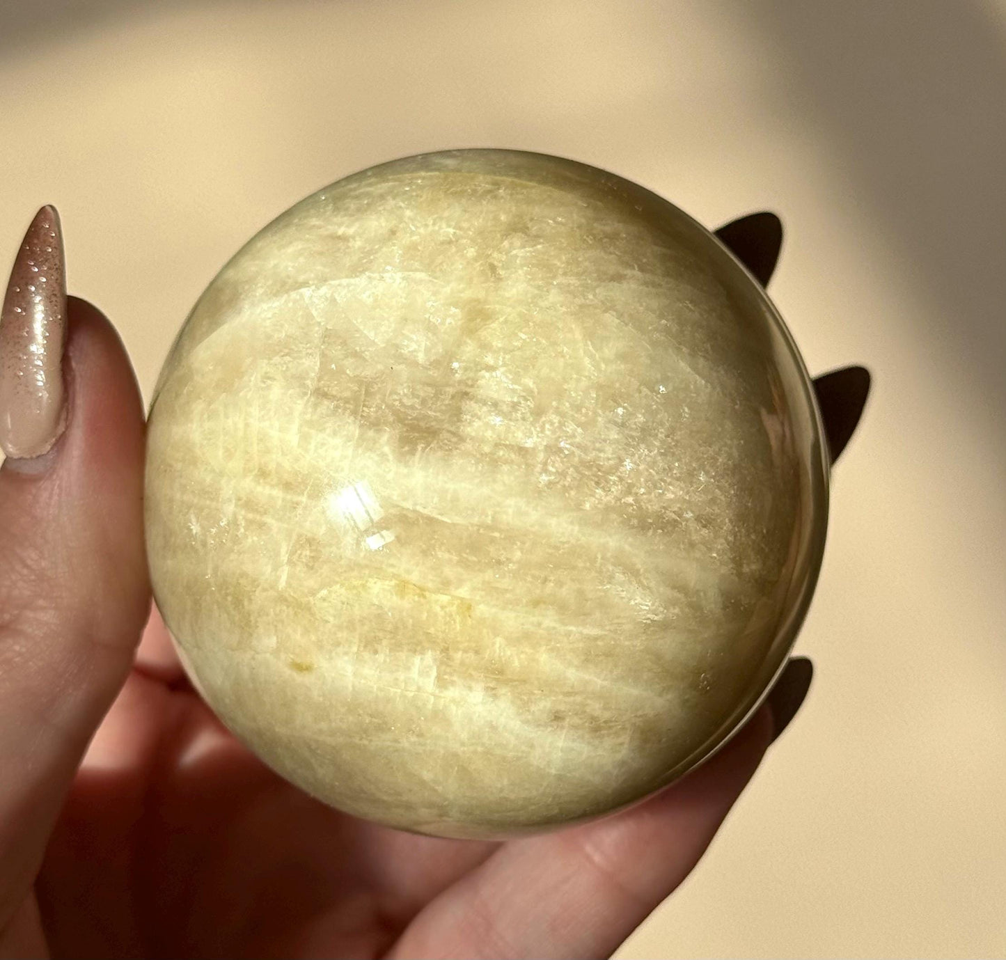 Beautiful Moonstone Sphere with Blue and White Flash | 70mm Moonstone Crystal Ball