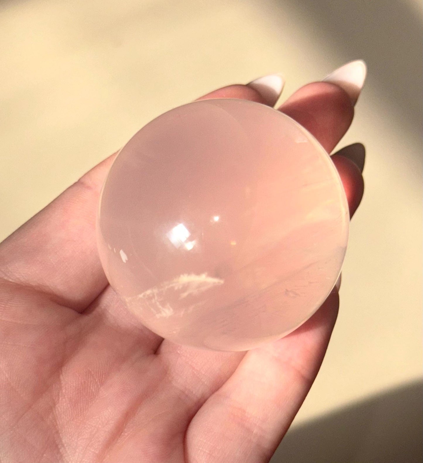 Beautiful High Quality Rose Quartz Sphere | 55mm Rose Quartz Crystal Ball with Star Flash