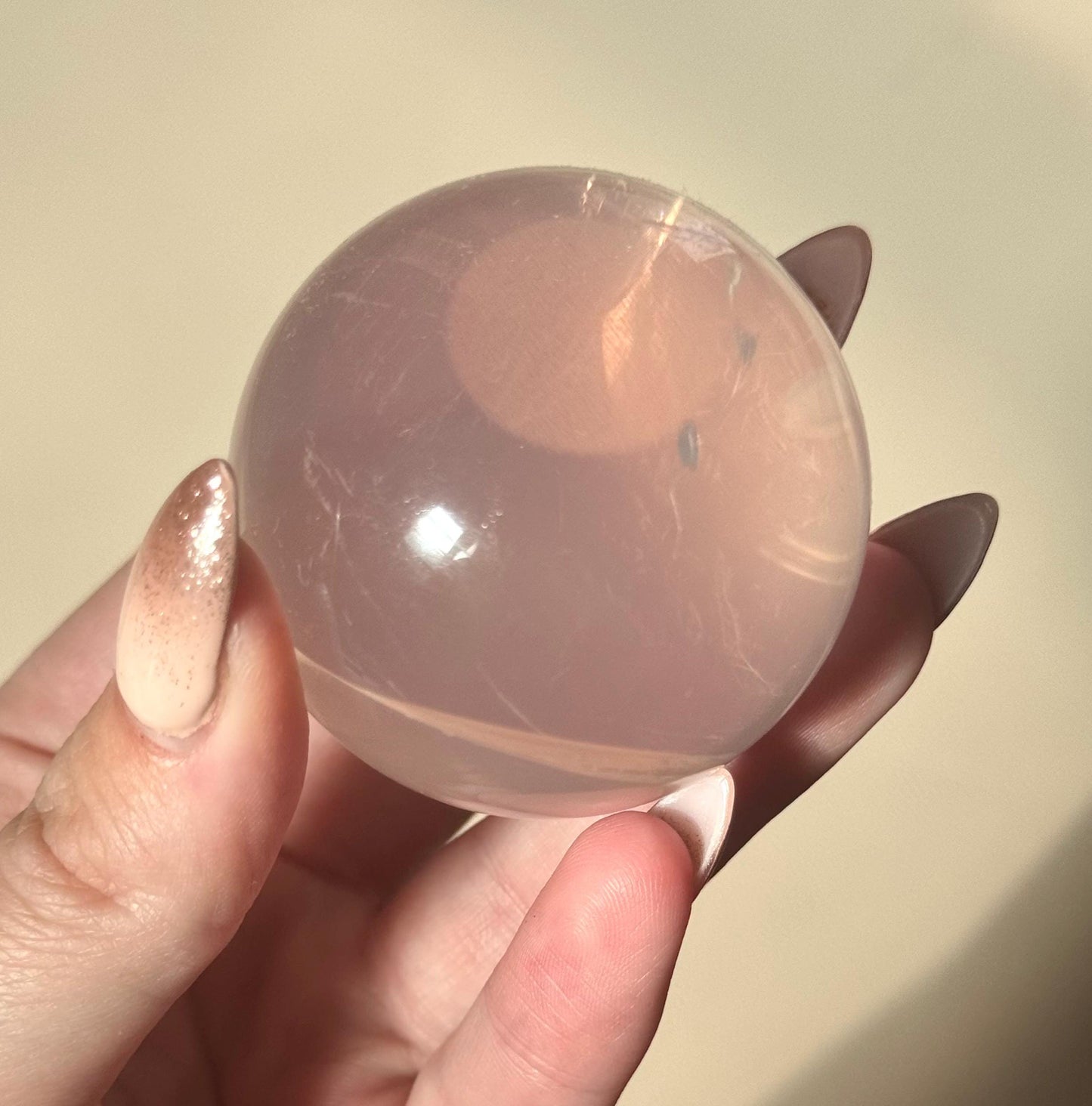 Beautiful High Quality Rose Quartz Sphere | 55mm Rose Quartz Crystal Ball with Star Flash